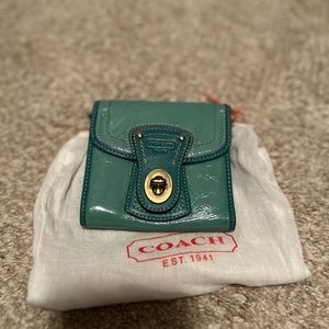 Genuine Teal Coach Leather Wallet